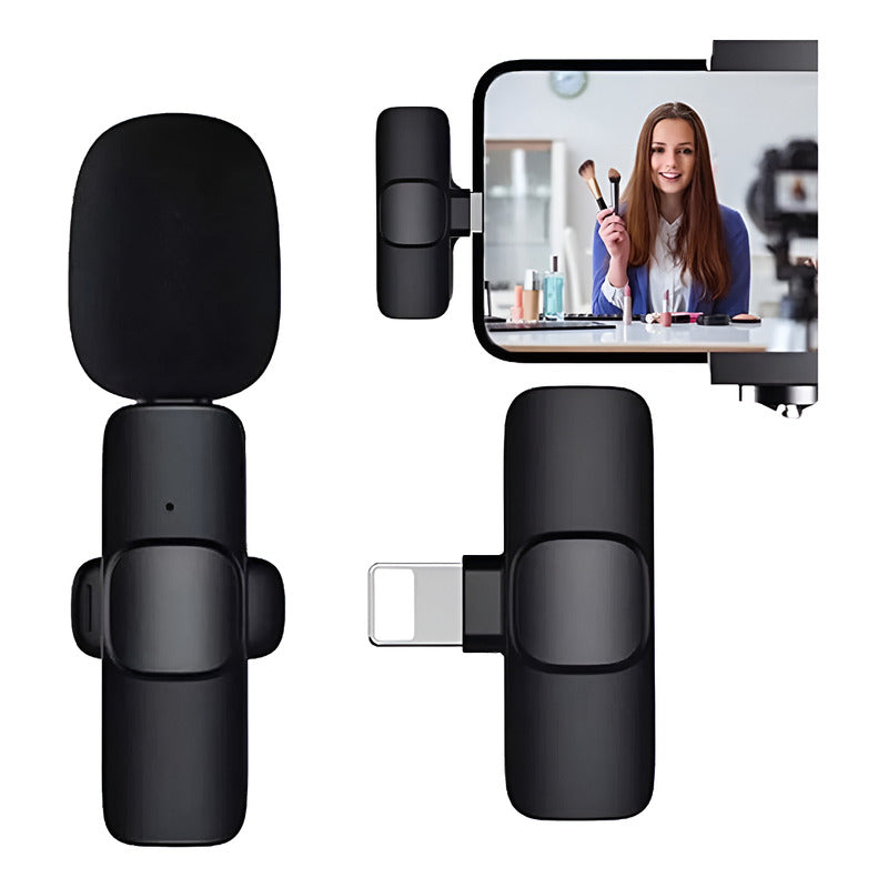 Micrófono Inalámbrico Solapa Lavalier Para Celular Usb-c Color Negro