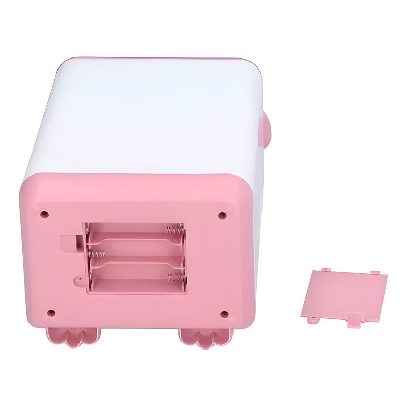 Alcancía Gato Ahorro Automática Contraseña Huella Y Sonido Color Rosa Animales
