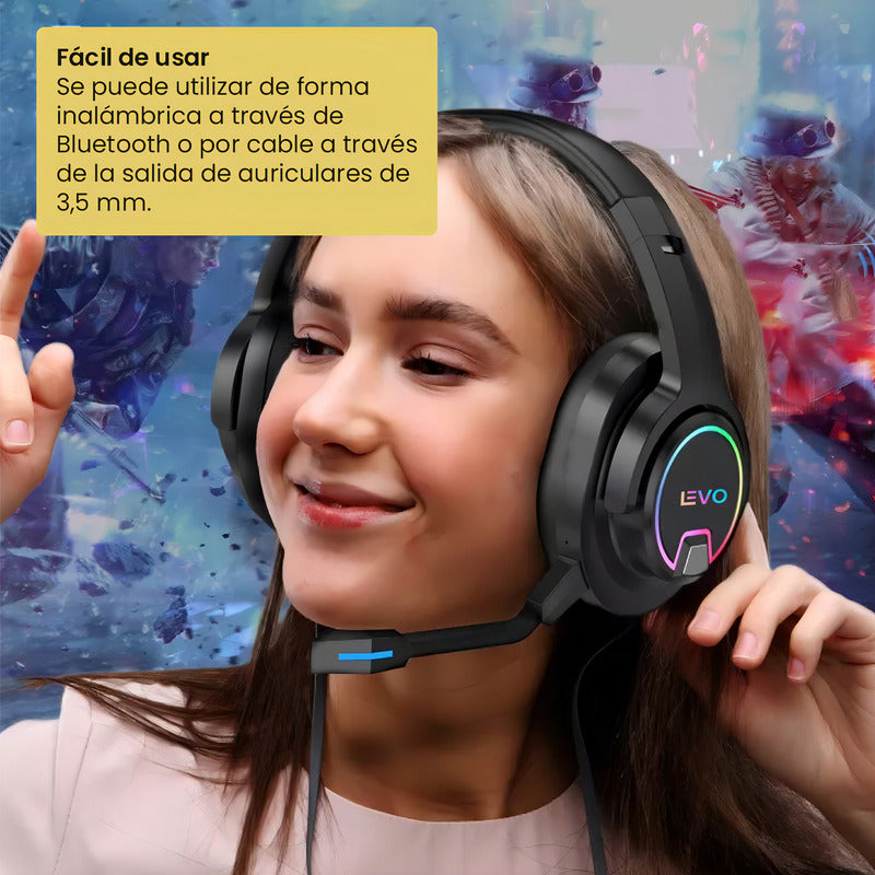 Audífono Gamer Rgb Thunder Con Micrófono Levo Color Negro