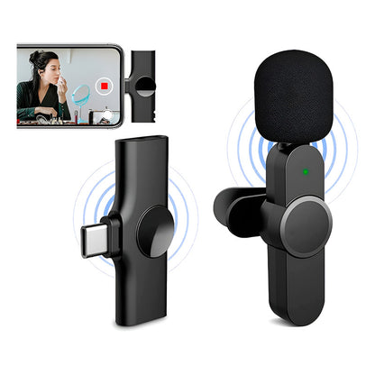 Micrófono Inalámbrico Solapa Lavalier Para Celular Usb-c Color Negro
