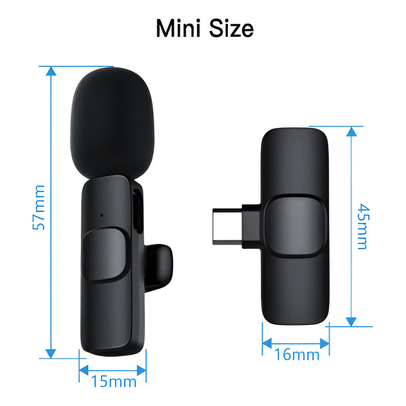Micrófono Inalámbrico Solapa Lavalier Para Celular Usb-c Color Negro